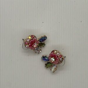 Betsy Johnson, spring glam, flower and leaf stud earrings